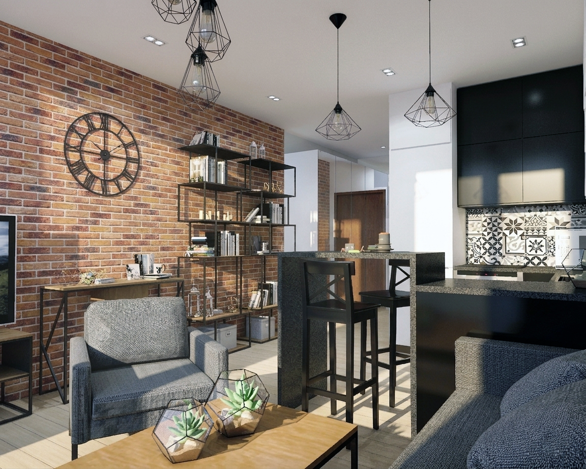 Salon z aneksem kuchennym w Katowicach